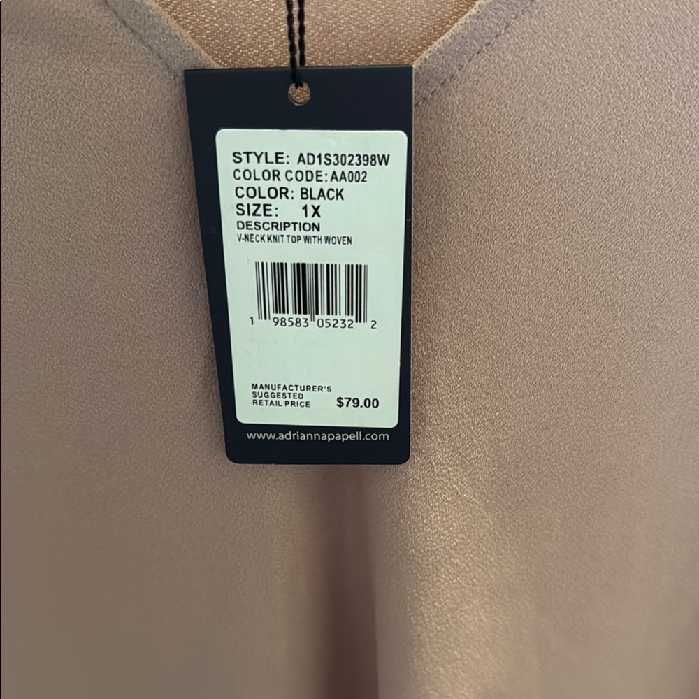 Adrianna Papell NWT pink v-neck long sleeve blouse. Size 2X - Picture 4 of 6